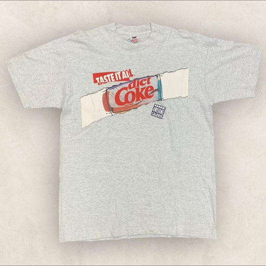 Vintage 90s USA Diet Coke slogan ‘taste it all’ promotional graphic t-shirt