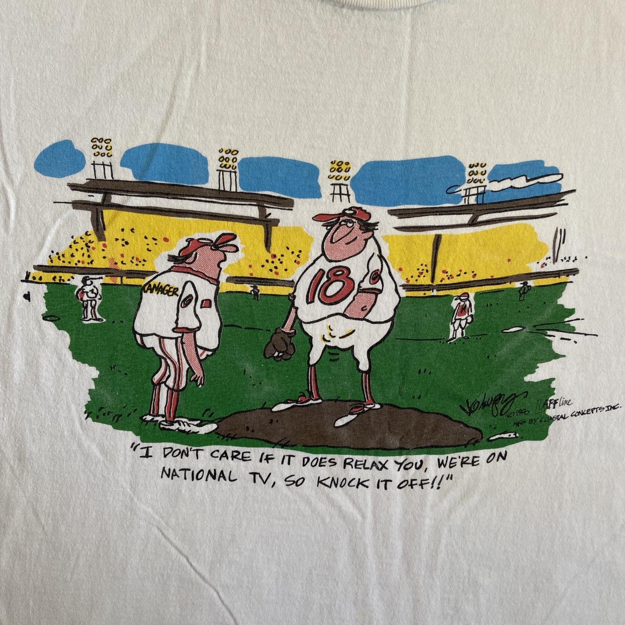 Vintage 90s USA baseball humour single stitch graphic white t-shirt