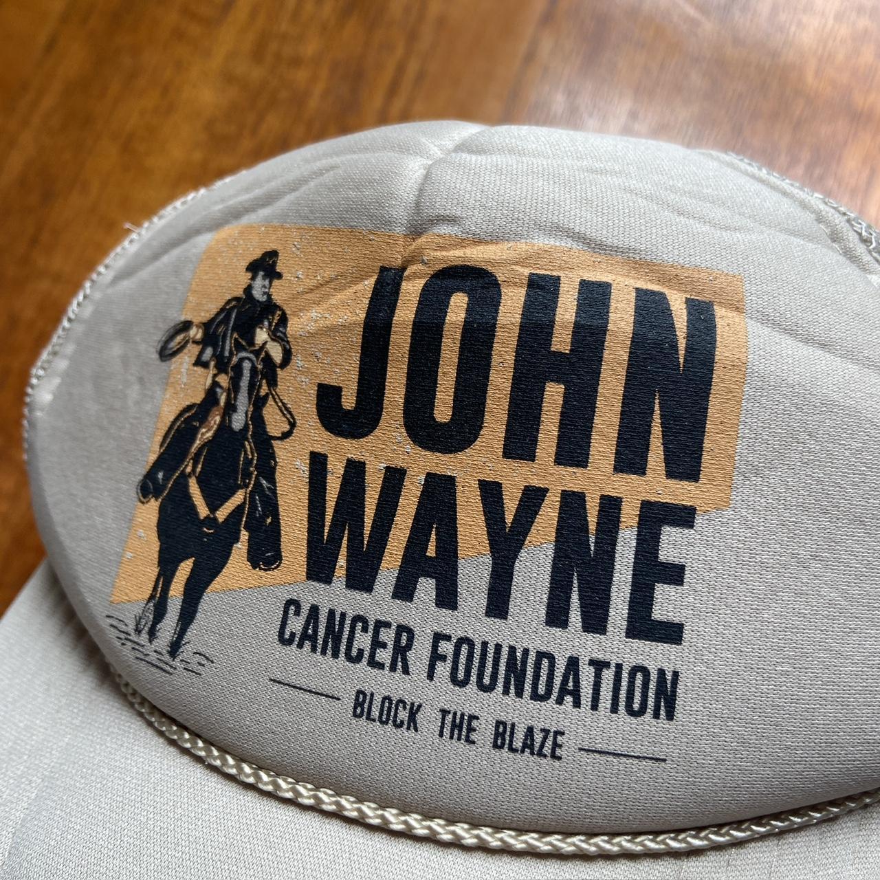 Vintage 90s USA John Wayne cancer foundation western cowboy promotional graphic trucker cap