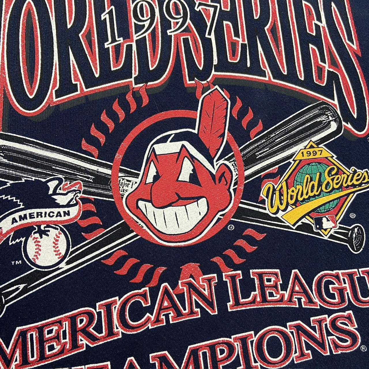 Vintage 90s USA Cleveland Indians MLB Baseball World Series promotional graphic sweatshirt