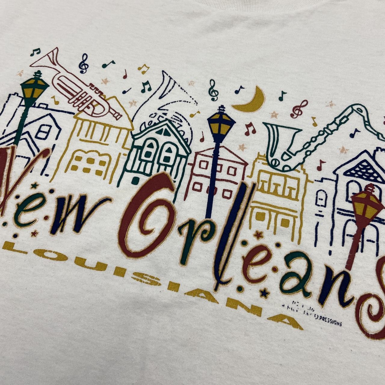 Vintage 90s USA New Orleans Louisiana jazz music graphic white t-shirt