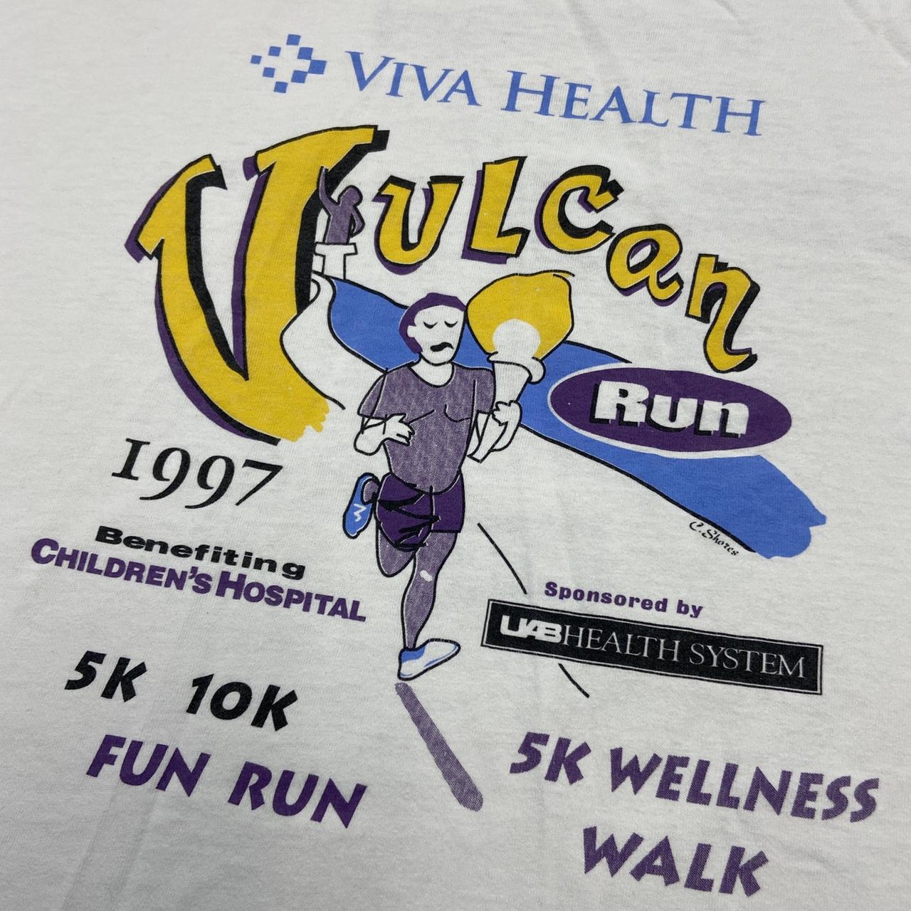 Vintage 90s USA Vulcan marathon fun run graphic white t-shirt