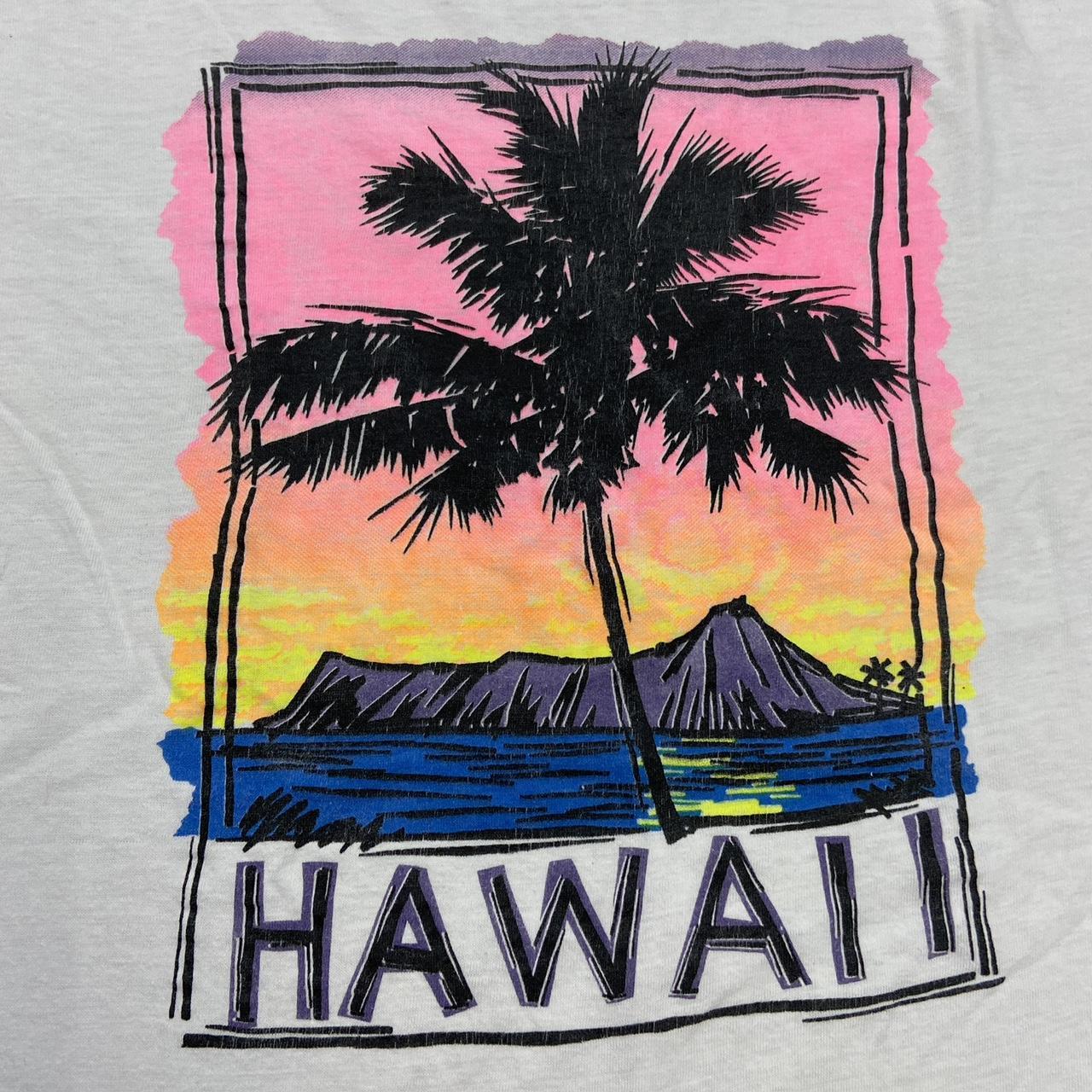 Vintage 90s USA Hawaii island sunset palm tree nature promotional graphic t-shirt