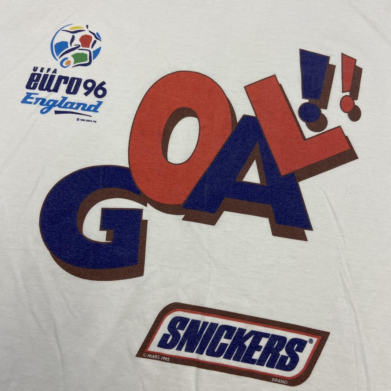 Vintage 90s USA uefa euro 96 football World Cup snickers graphic white t-shirt