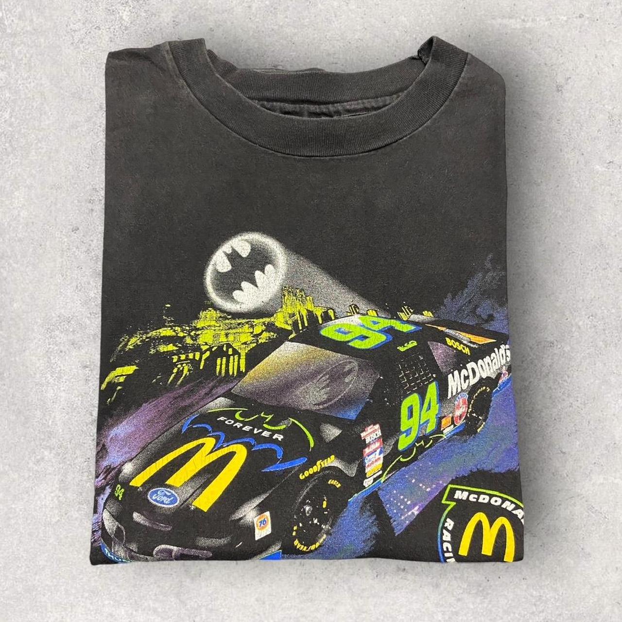 Vintage 90s USA Bill Elliott NASCAR McDonald’s Racing Team Batman promotional graphic t-shirt