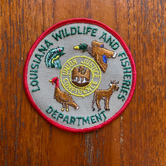 Vintage 80s USA patch Louisiana department of wildlife & fisheries nature embroidered sew on badge