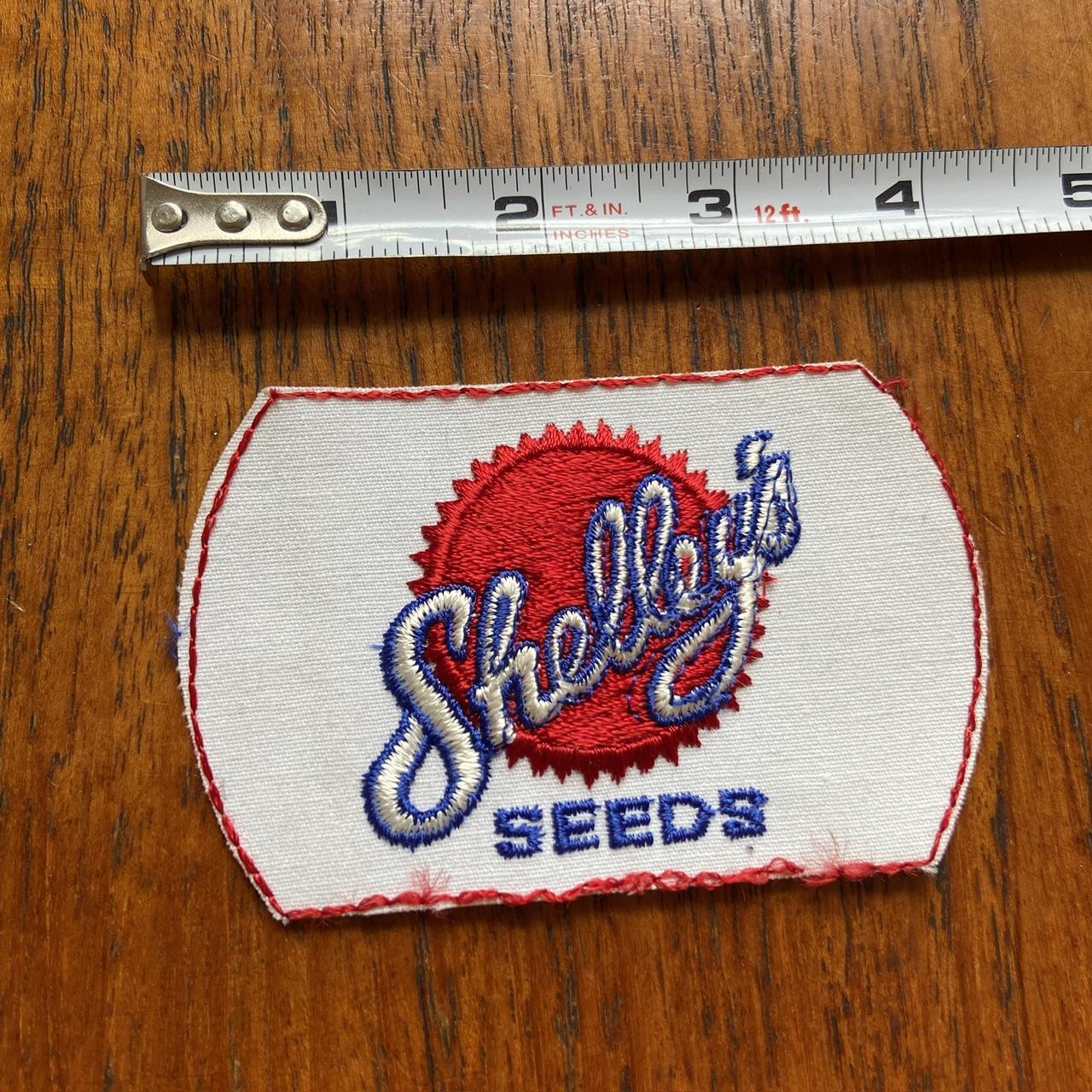 Vintage 80s USA patch Shelley’s seeds agriculture farming embroidered sew on badge