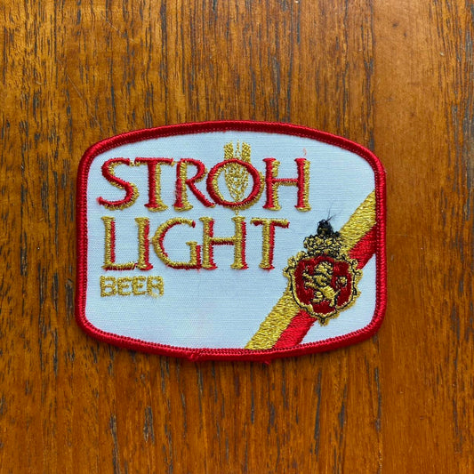 Vintage 80s USA patch Stroh light liquor beer alcohol embroidered sew on badge