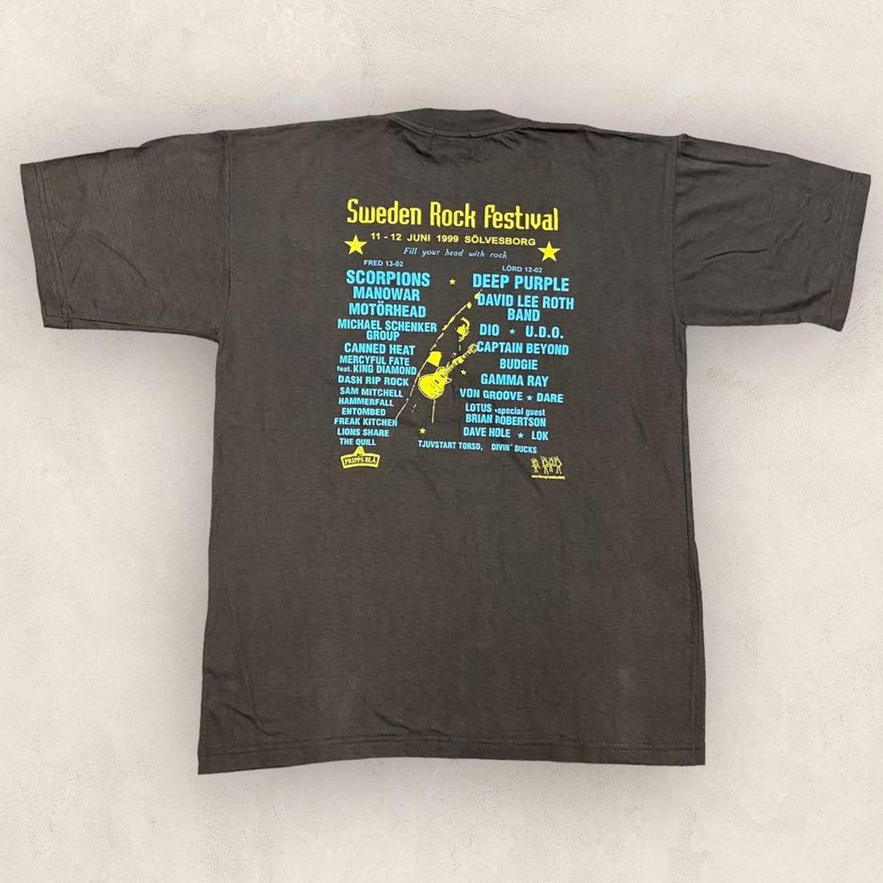 Vintage 90s Sweden Rock Festival music promotional graphic t-shirt