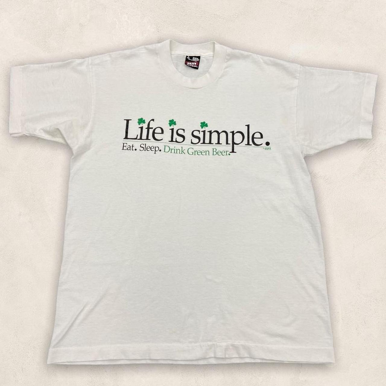 Vintage 90s USA life is simple ‘drink green beer’ st Patrick’s day graphic white t-shirt