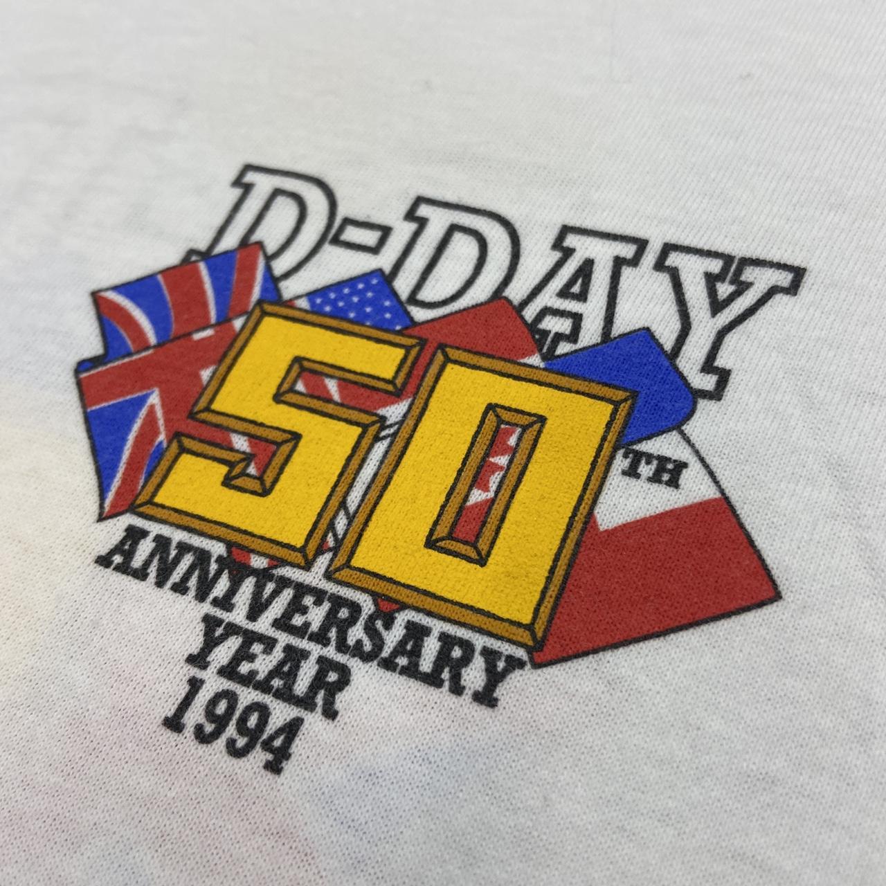 Vintage 90s USA D-day 50th anniversary graphic white t-shirt