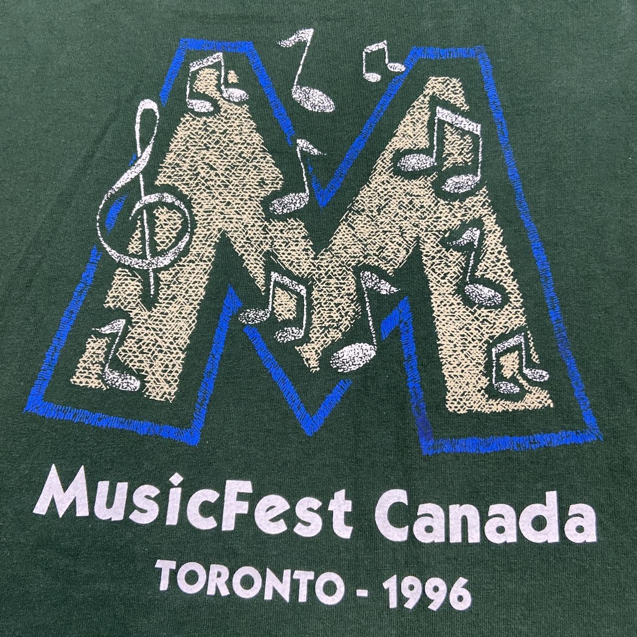 Vintage 90s USA Musicfest Toronto Canada graphic green t-shirt