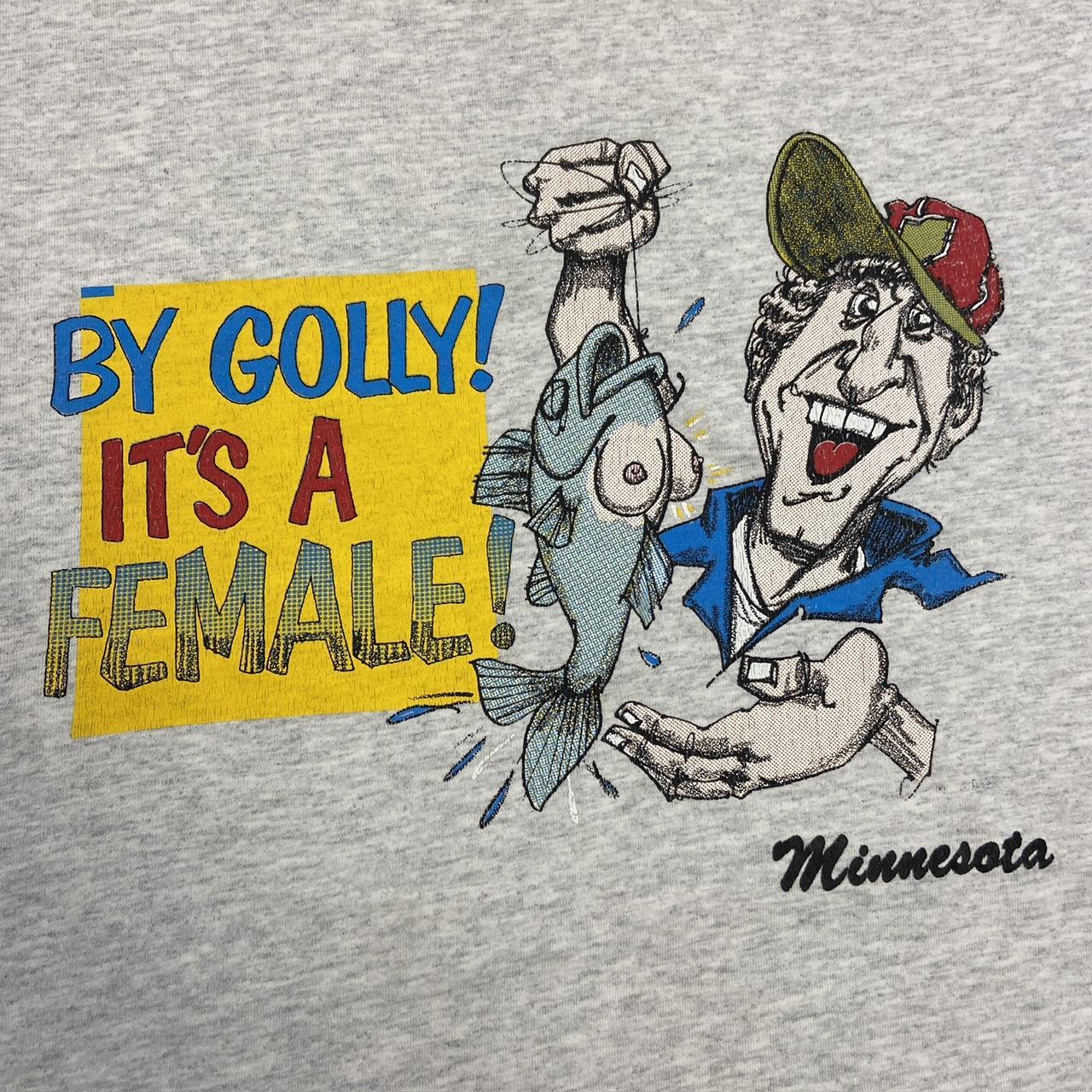 Vintage 90s USA fishing Minnesota humour slogan promotional graphic t-shirt