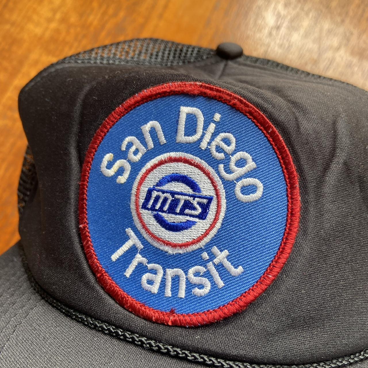 Vintage 90s USA San Diego transit California promotional graphic trucker cap