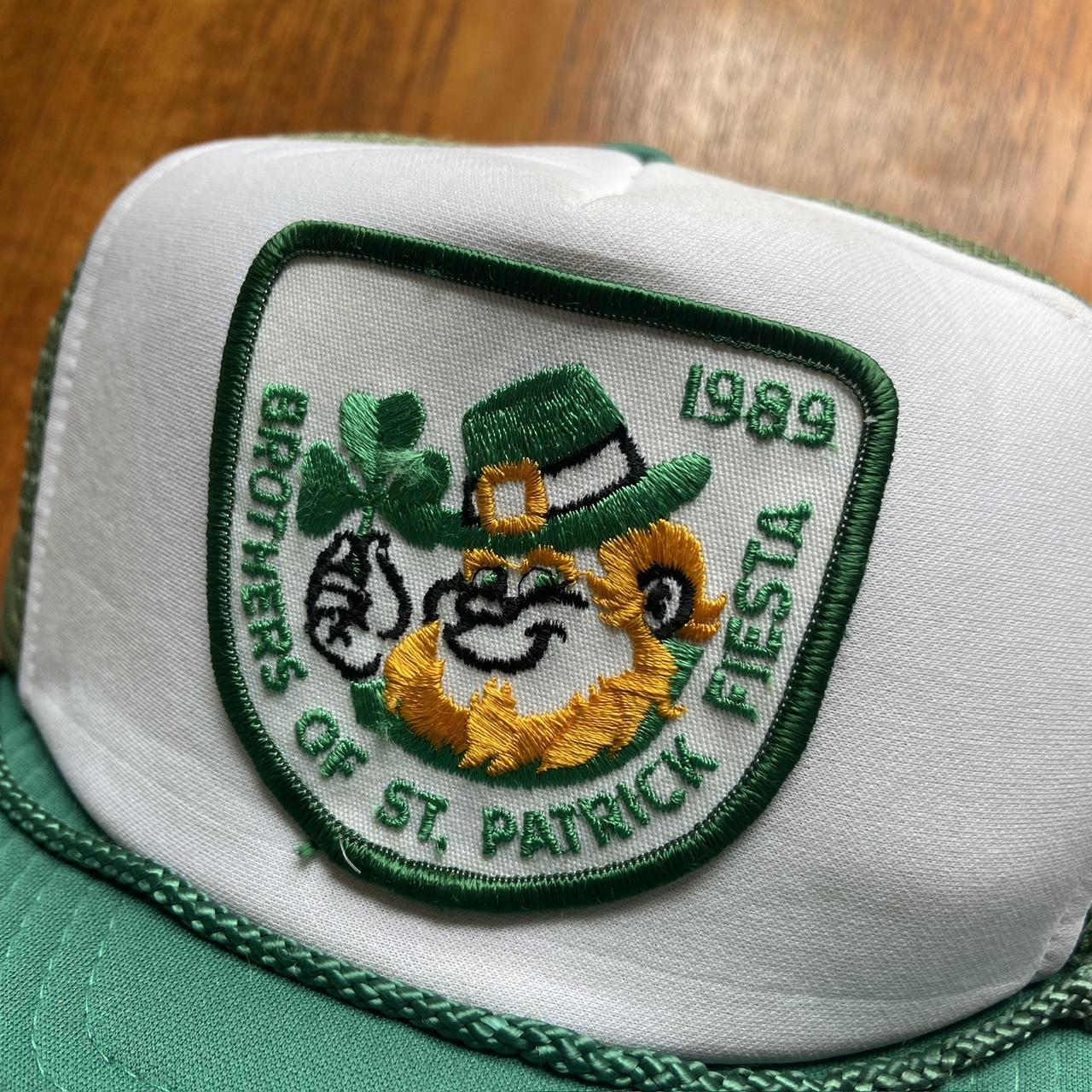 Vintage 80s USA brothers of St Patrick fiesta leprechaun promotional graphic trucker cap