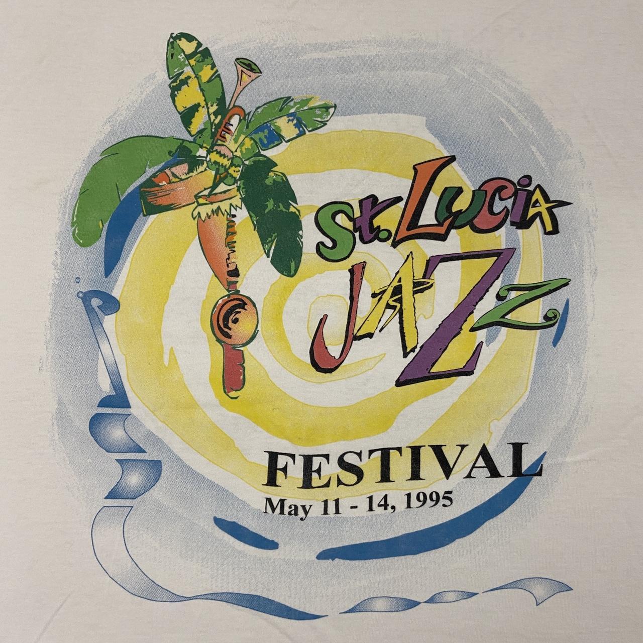 Vintage 90s St Lucia Jazz festival 95 graphic white t-shirt