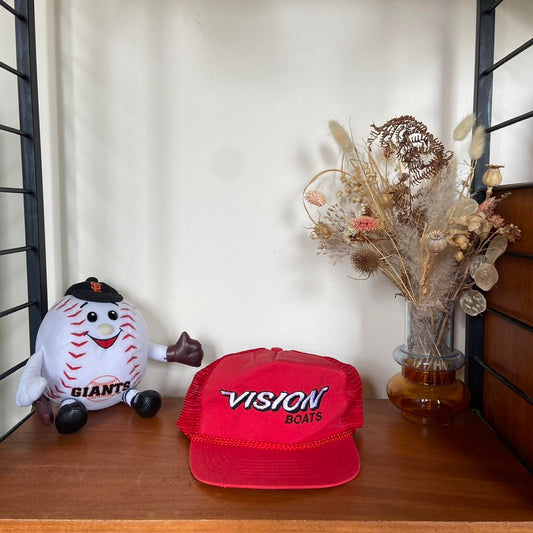 Vintage 90s USA vision boats promotional graphic trucker cap