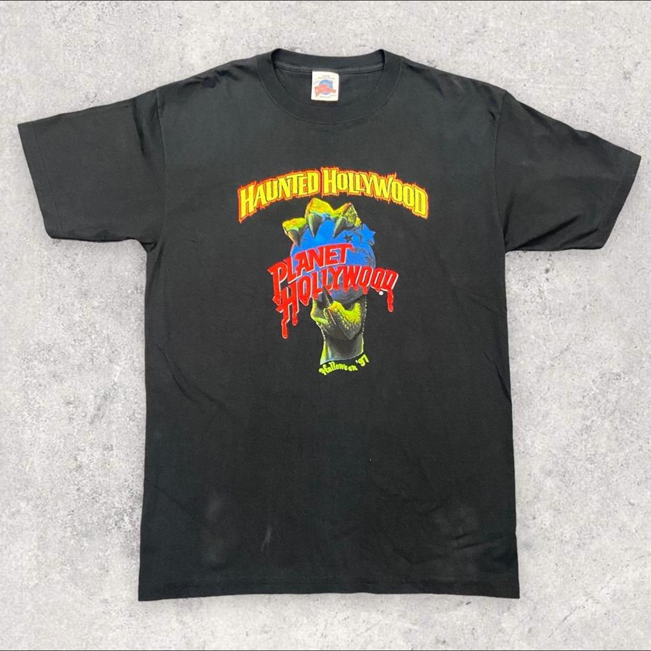 Vintage 90s USA planet Hollywood haunted Hollywood 97 promotional graphic t-shirt