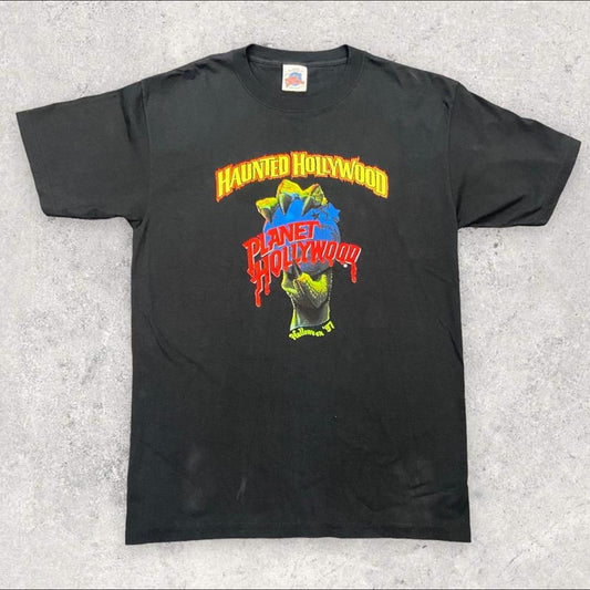 Vintage 90s USA planet Hollywood haunted Hollywood 97 promotional graphic t-shirt