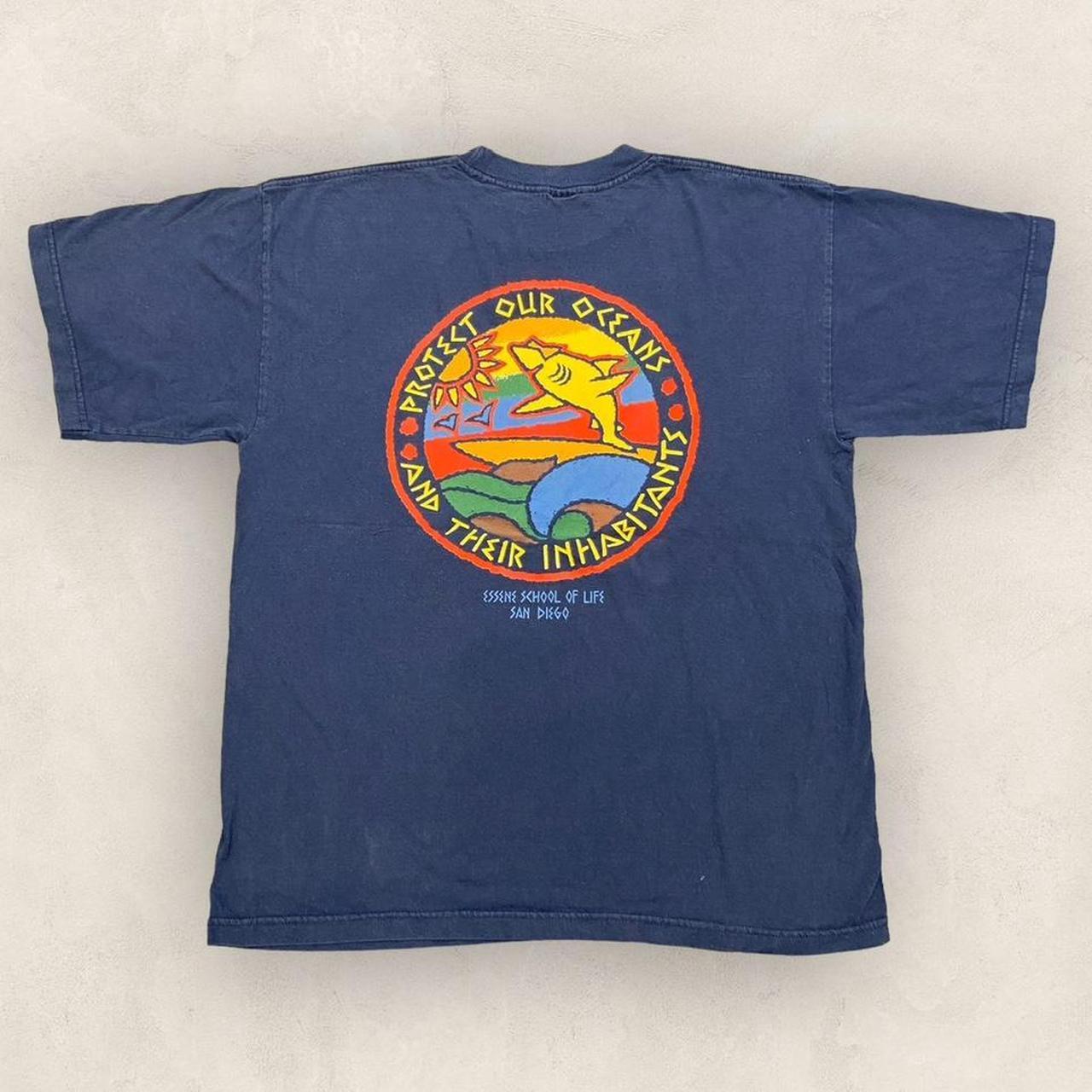 Vintage 90s USA Essene school of life San Diego California protect our oceans graphic t-shirt