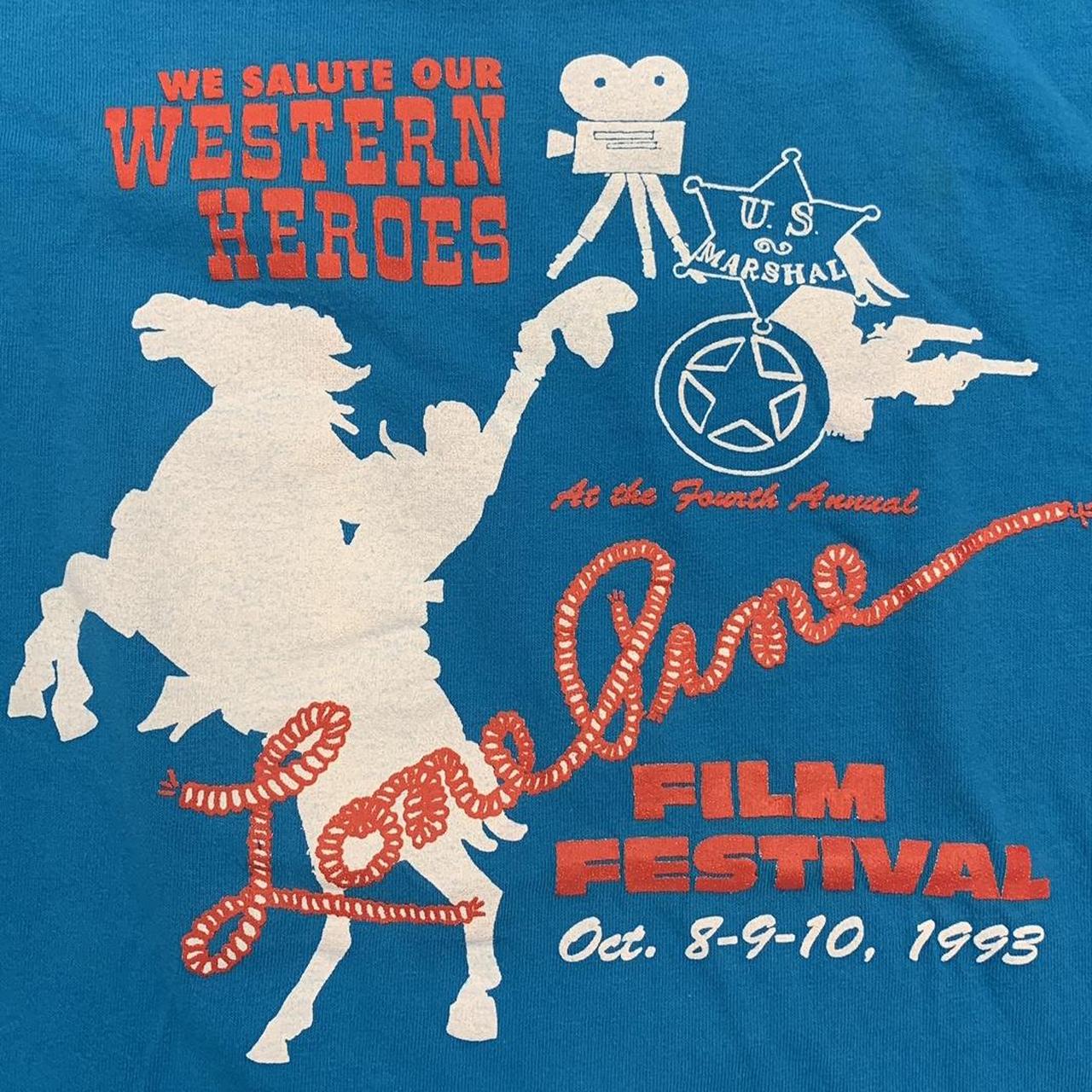 Vintage 90s USA lone pine film festival western rodeo promotional graphic t-shirt