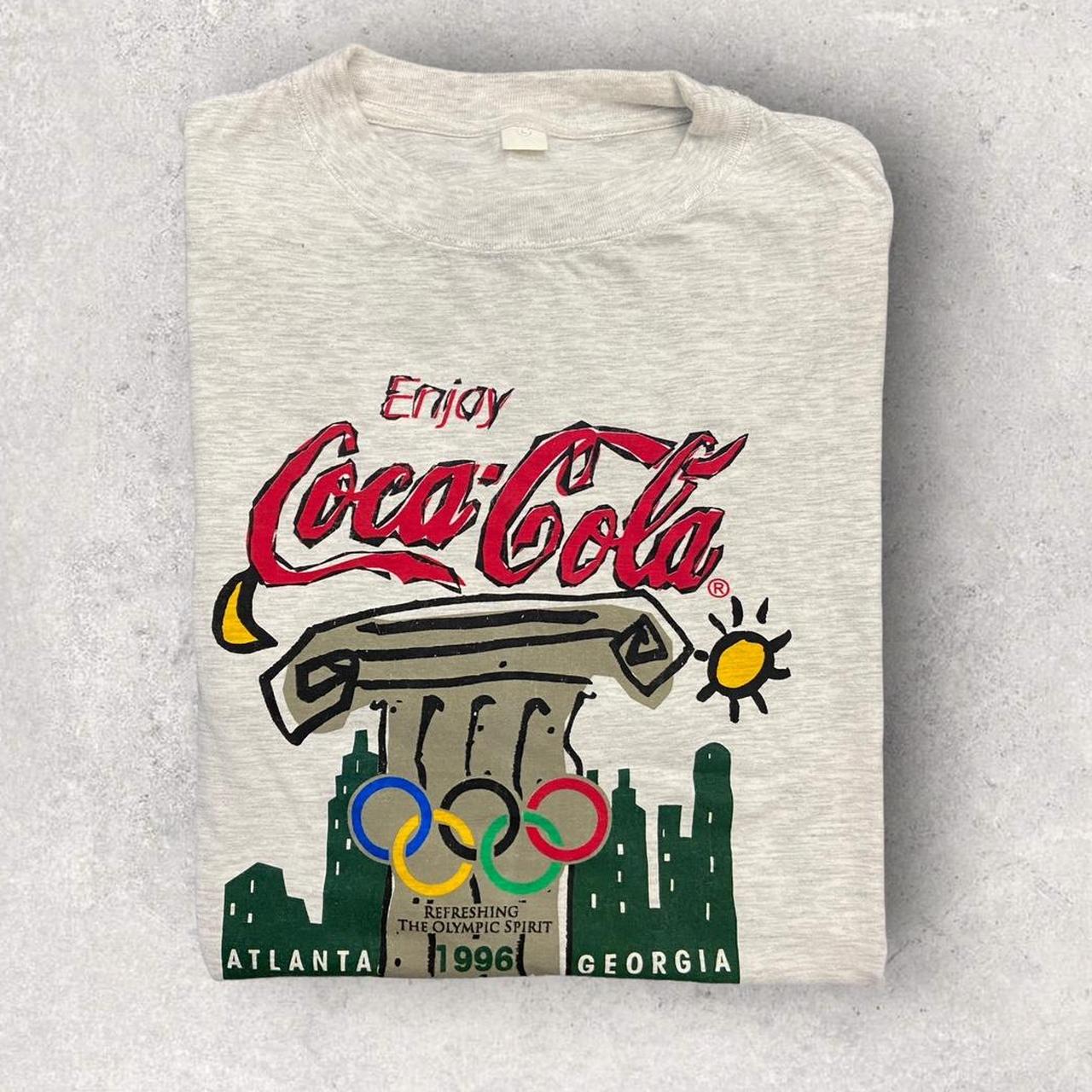 Vintage 90s USA Coca Cola Atlanta Olympics summer games promotional graphic t-shirt