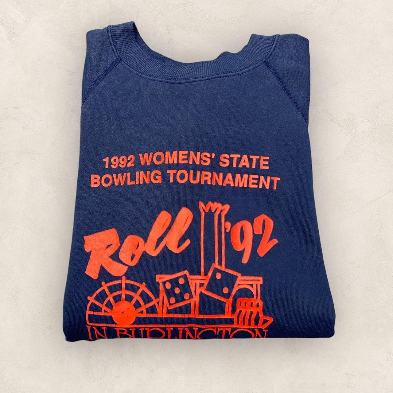 Vintage 90s USA women’s state bowling tournament Burlington Vermont promotional graphic sweatshirt