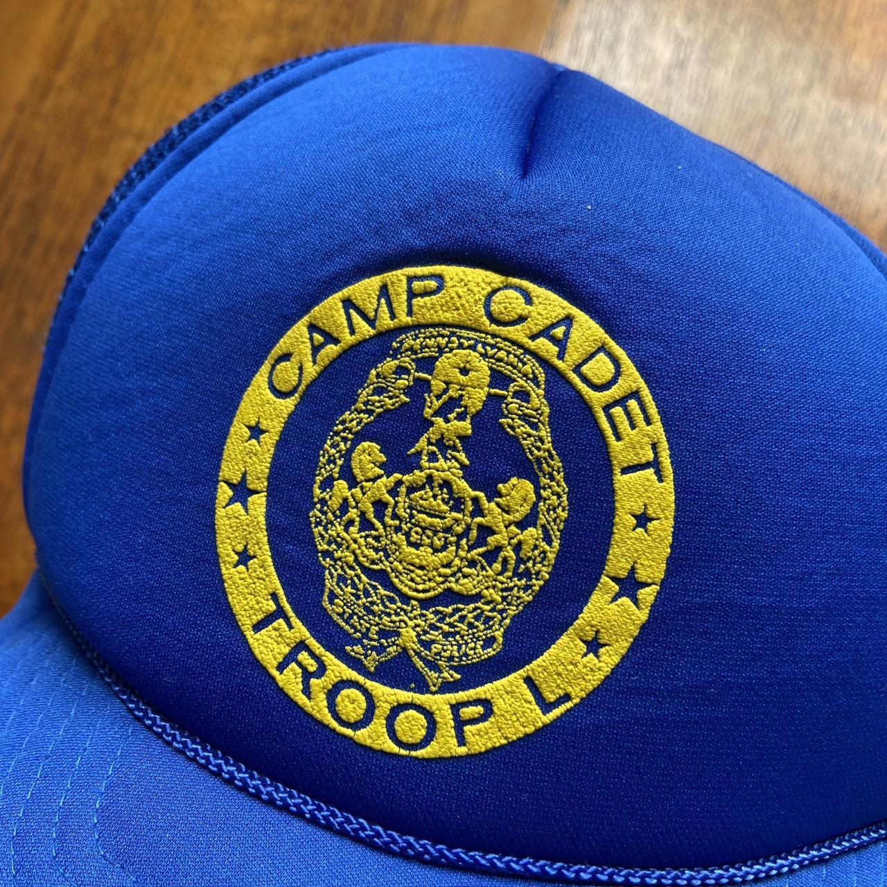 Vintage 90s USA army camp cadet Troop L promotional graphic trucker cap