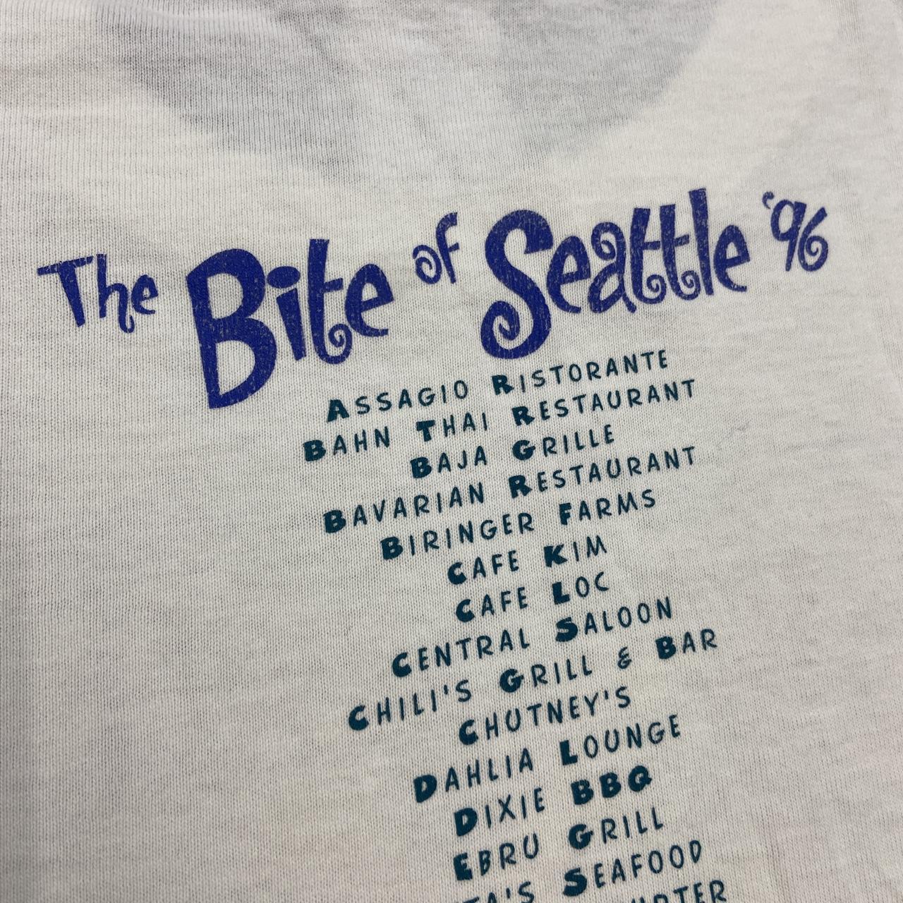 Vintage 90s USA Bite of Seattle Washington 96 tourist souvenir promotional graphic t-shirt