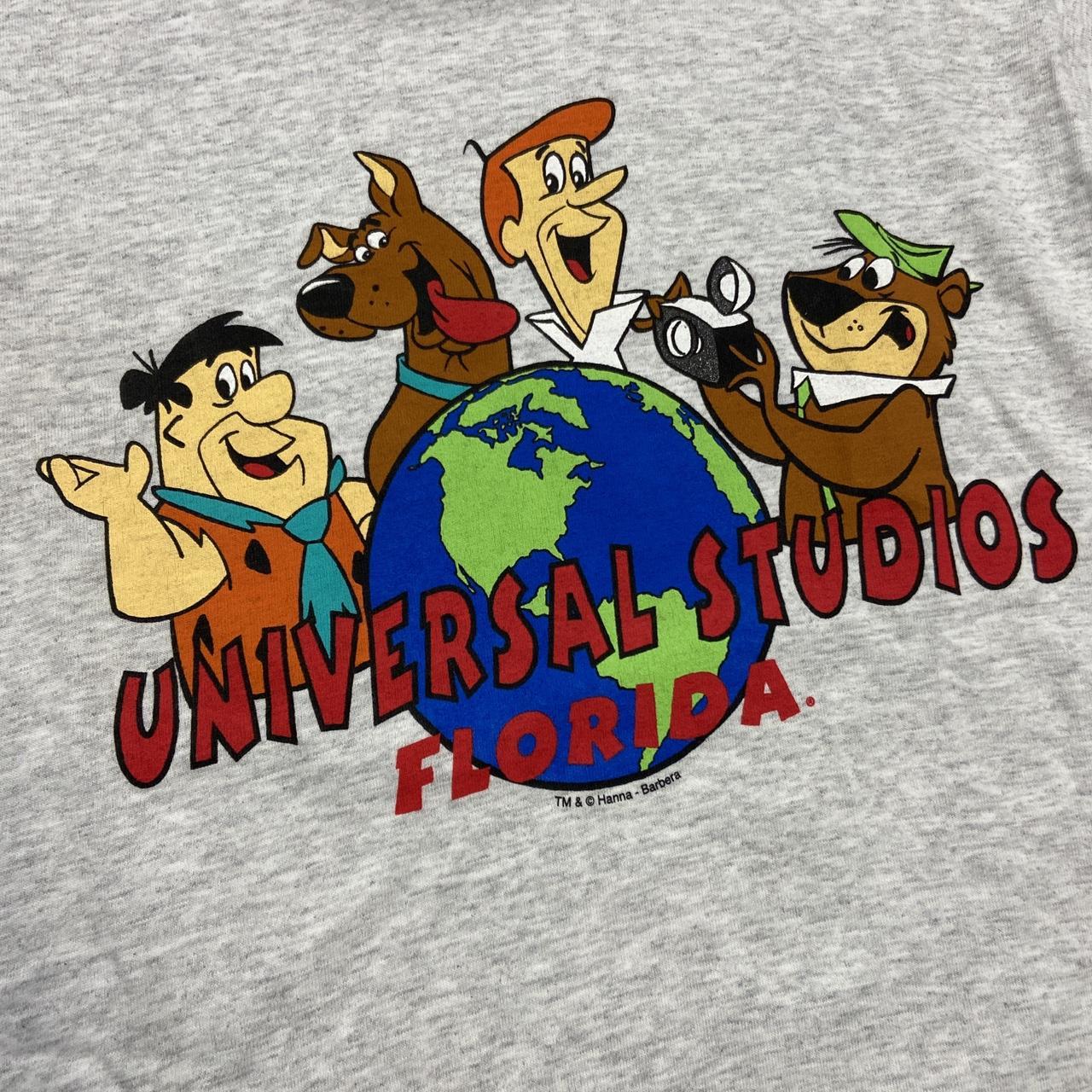 Vintage 90s USA universal studios Florida hanna barbera cartoon graphic grey t-shirt