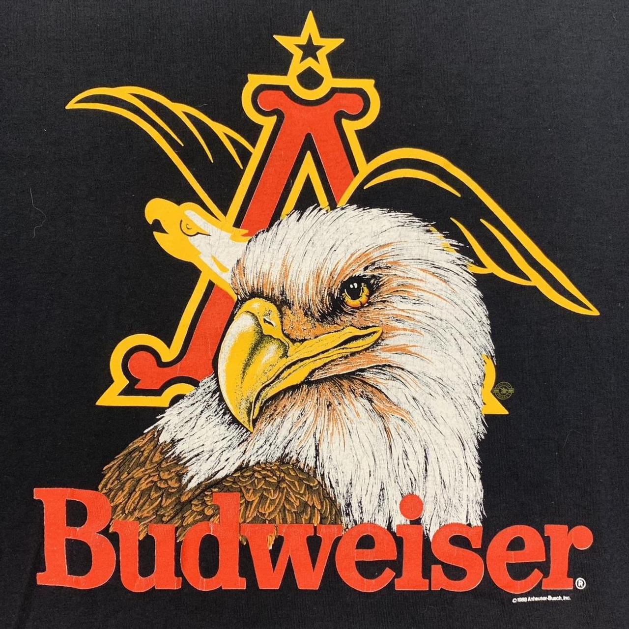 Vintage 80s USA Budweiser beer alcohol American eagle promotional graphic t-shirt