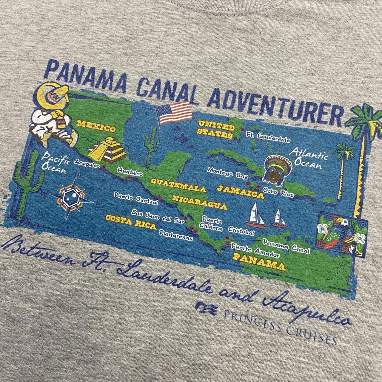 Vintage 90s Panama Canal adventurer princess cruises graphic grey t-shirt