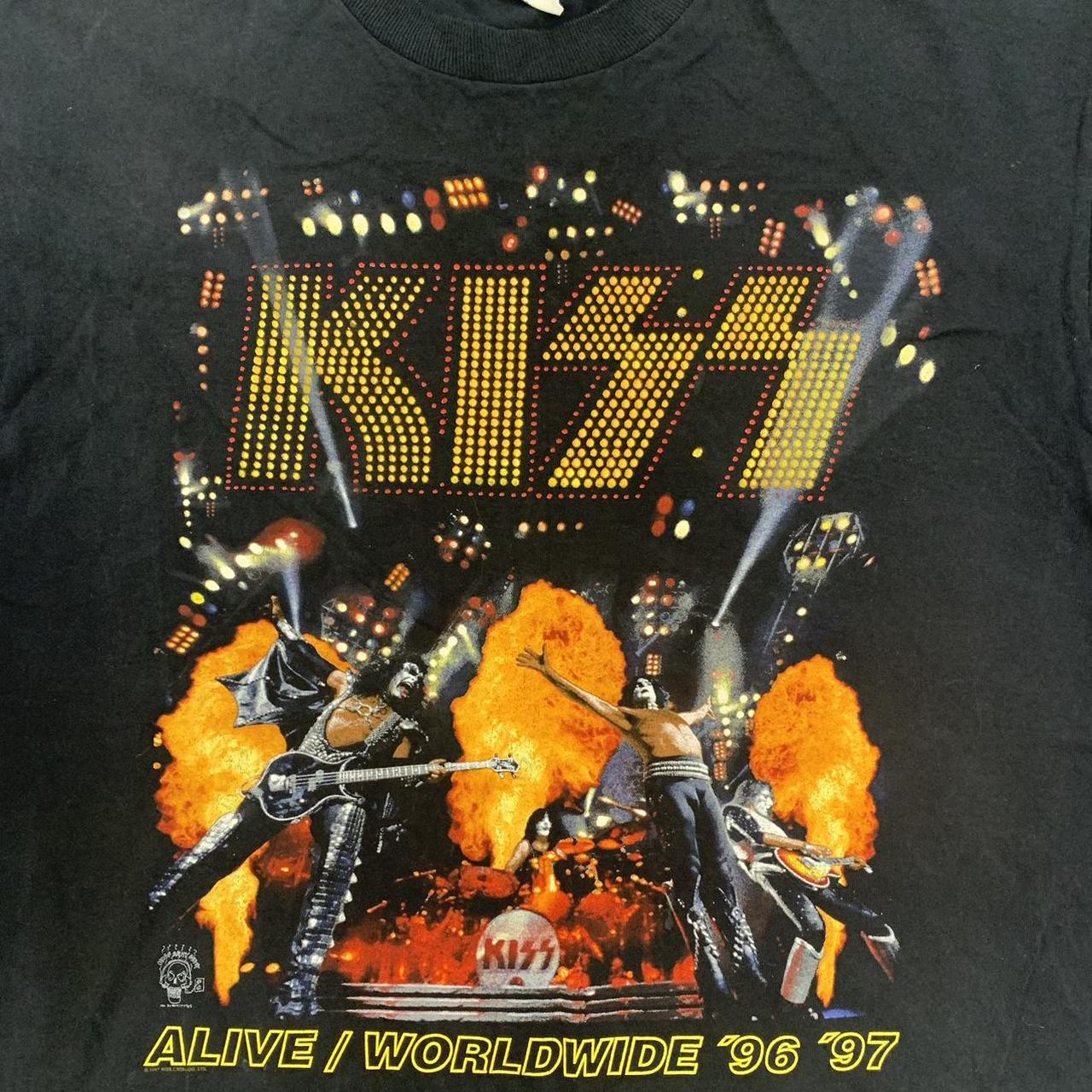 Vintage 90s USA Kiss Band Alive World Tour music promotional graphic t-shirt